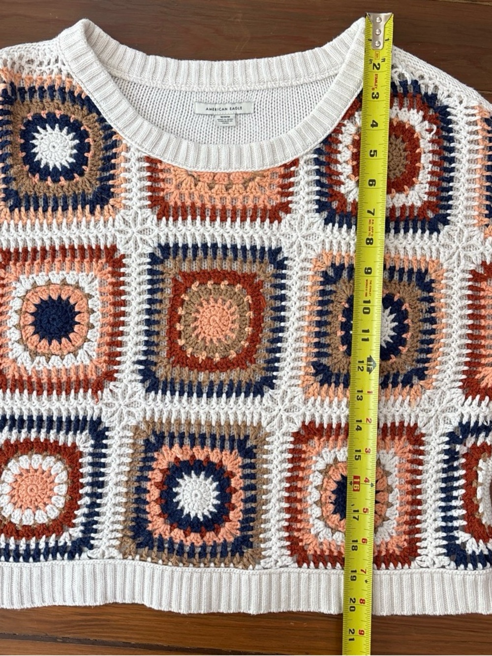 Crochet Square-Pattern Sweater - Picture 3 of 5